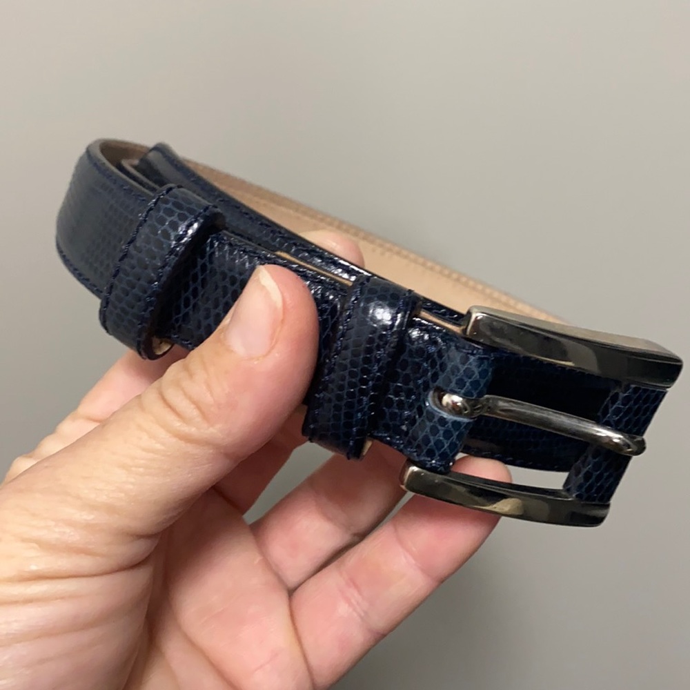 Ann Taylor Genuine Italian Leather Belt Navy